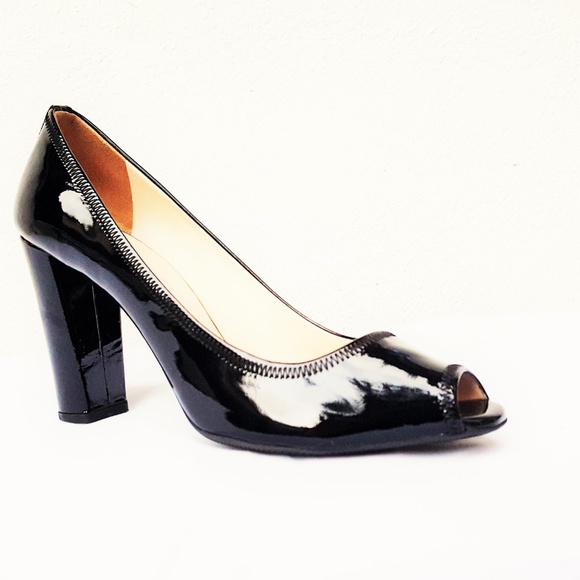 Prada Shoes - Prada Peep-Toe Patent Leather Pumps Italy S 39 BLK